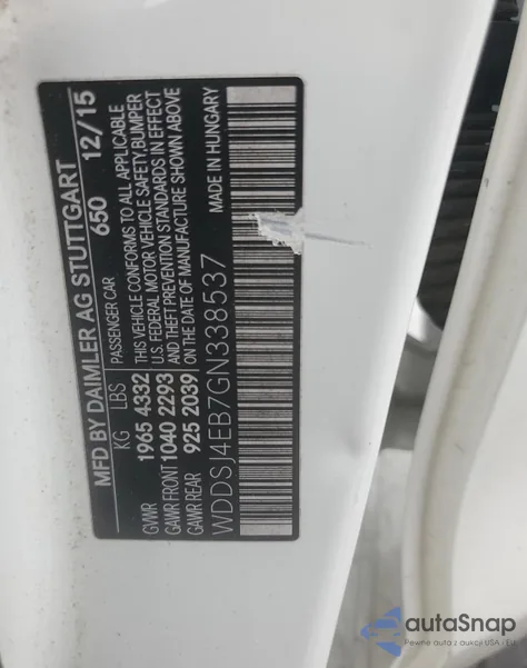 2016 Mercedes-Benz Cla 250 from USA, damaged, VIN WDDSJ4EB7GN338537